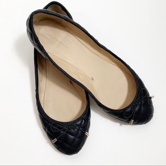 black quilted ballet flats
